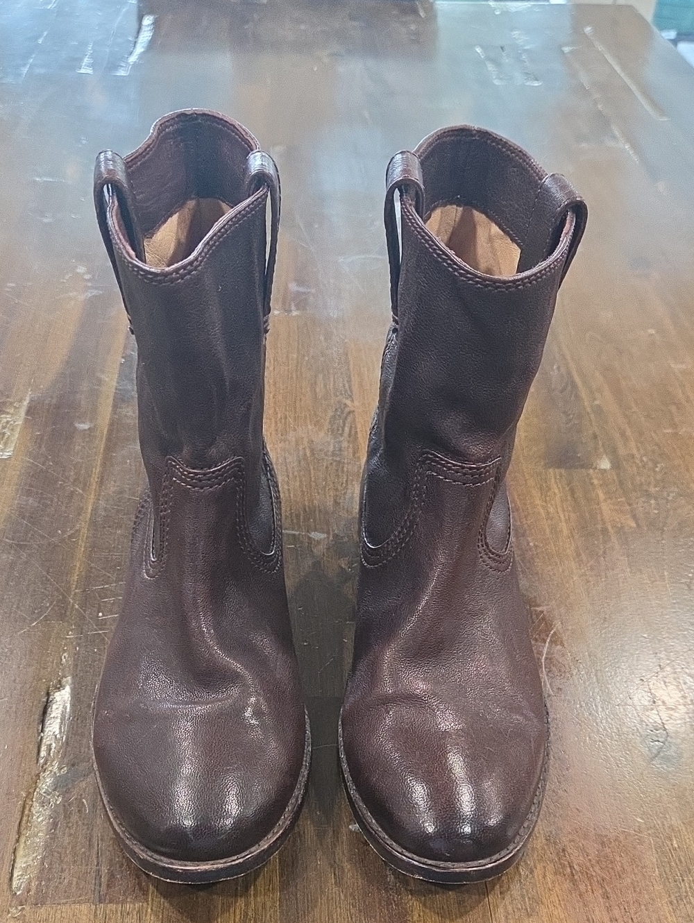 Frye Dark Brown Anna Shortie Booties